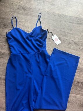 Royal Blue Spaghetti-Strap Jumpsuit
